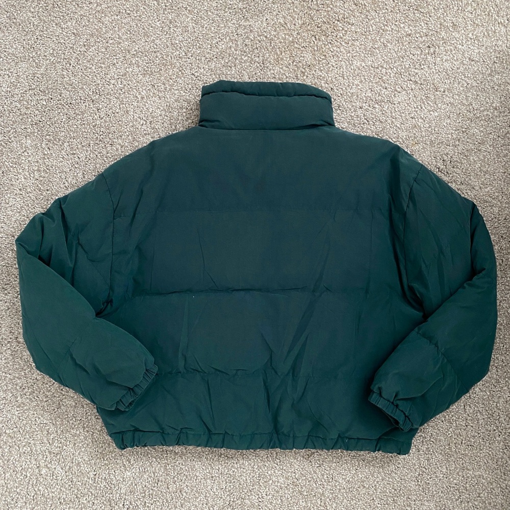 VTG Eddie Bauer Women's Cropped Goose Down Puffer Coat Green Size M - Picture 7 of 7